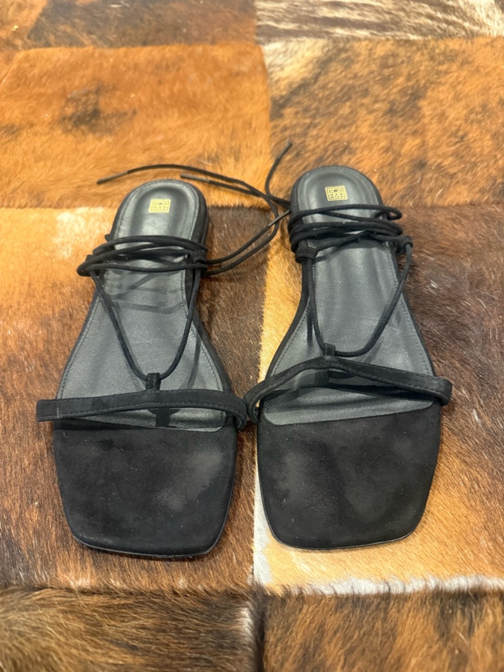 Toteme Black Suede Ankle Toe Sandals - Picture 2 of 7